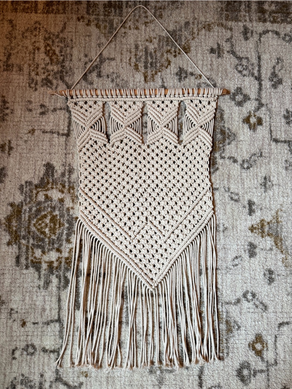 Macrame Cream Woven Wall Hanging Decor 20"×31"